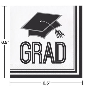 Bulk Pack of 72 White Graduation Napkins