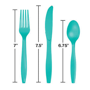 Bulk Pack of 48 Teal Lagoon Plastic Cutlery Set