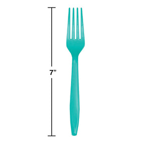 Bulk Pack of 48 Teal Lagoon Plastic Forks