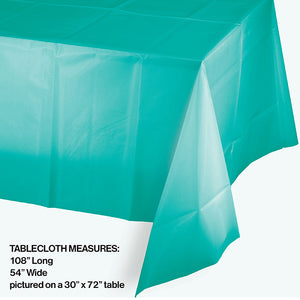 Bulk Pack of 2 Teal Lagoon Tablecover Plastic 54" X 108"