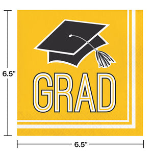 Bulk Pack of 72 Yellow Graduation Napkins