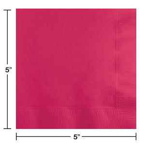 Bulk Pack of 150 Hot Magenta Beverage Napkin, 3 Ply