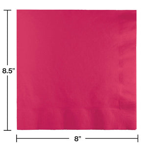 Bulk Pack of 50 Hot Magenta Dinner Napkins 3Ply 1/4Fld