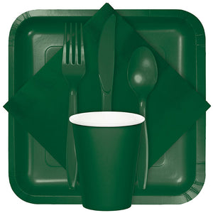 Bulk Pack of 48 Hunter Green Assorted Plastic Cutlery