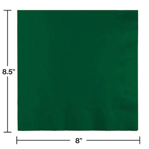 Bulk Pack of 50 Hunter Green Dinner Napkins 3Ply 1/4Fld