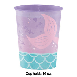 Bulk Pack of 4 Mermaid Shine Plastic Keepsake Cup 16 Oz