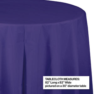 Bulk Pack of 2 Purple Round Plastic Tablecover, 82"