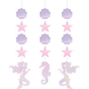 Bulk Pack of 6 Iridescent Mermaid Party Hanging Cutouts