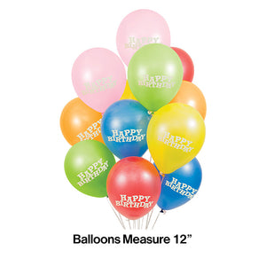 Bulk Pack of 30 Balloons, 12" Asst Happy Birthday