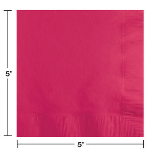 Bulk Pack of 100 Hot Magenta Beverage Napkin 2Ply