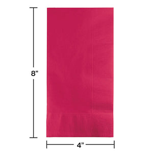 Bulk Pack of 100 Hot Magenta Dinner Napkins 2Ply 1/8Fld