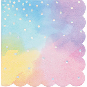 Bulk Pack of 32 Iridescent Party Beverage Napkins