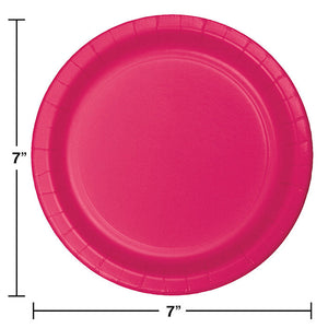 Bulk Pack of 48 Hot Magenta Pink Paper Dessert Plates