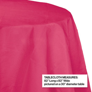 Bulk Pack of 2 Hot Magenta 82" Round Polylined Tissue Tablecover