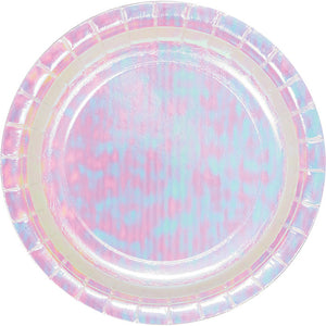 Bulk Pack of 16 Iridescent Party Paper Dessert Plates