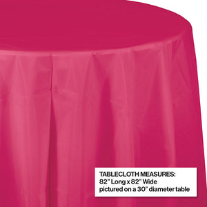 Bulk Pack of 2 Hot Magenta Round PlasticTablecover, 82"