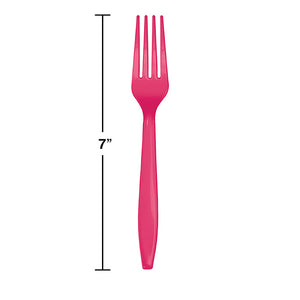 Bulk Pack of 48 Hot Magenta Pink Plastic Forks