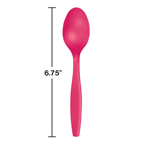 Bulk Pack of 48 Hot Magenta Pink Plastic Spoons