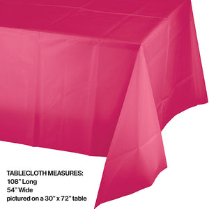 Bulk Pack of 2 Hot Magenta Tablecover Plastic 54" X 108"