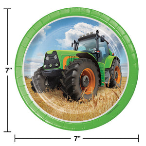 Bulk Pack of 24 Tractor Time Paper Dessert Plates