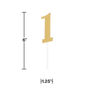 Bulk Pack of 2 Gold Number One Cake Topper