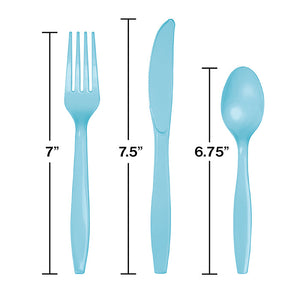 Bulk Pack of 48 Pastel Blue Assorted Plastic Cutlery