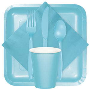 Bulk Pack of 48 Pastel Blue Assorted Plastic Cutlery