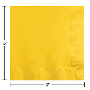 Bulk Pack of 100 School Bus Yellow Beverage Napkin 2Ply