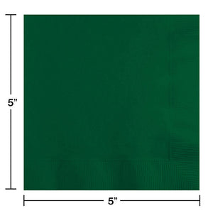 Bulk Pack of 100 Hunter Green Beverage Napkin 2Ply