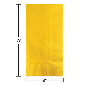 Bulk Pack of 100 School Bus Yellow Dinner Napkins 2Ply 1/8Fld