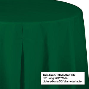 Bulk Pack of 2 Hunter Green Round Plastic Tablecover, 82"