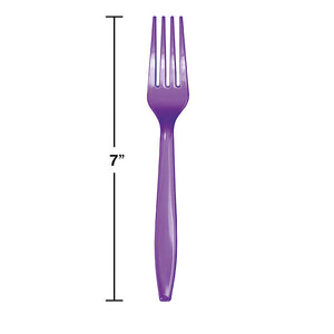 Bulk Pack of 48 Amethyst Purple Plastic Forks