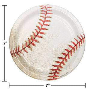 Bulk Pack of 24 Baseball Paper Dessert Plates