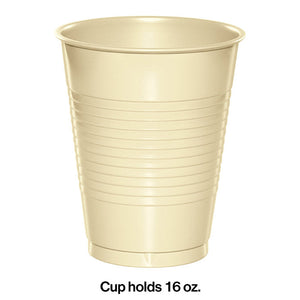 Bulk Pack of 40 Ivory Plastic 16 Oz Cups