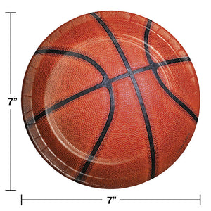 Bulk Pack of 24 Basketball Paper Dessert Plates