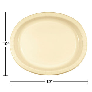 Bulk Pack of 16 Ivory Paper Oval Platter 10" X 12"