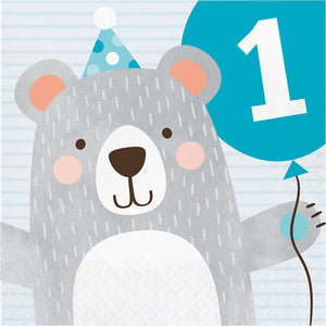 Bulk Pack of 32 Birthday Bear Party 1st Birthday Napkins