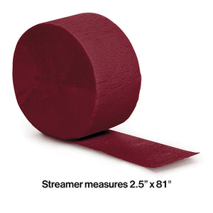 Bulk Pack of 5 Burgundy Crepe Streamers 81 ft