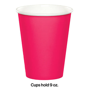 Bulk Pack of 48 Hot Magenta Hot/Cold Paper Cups 9 Oz