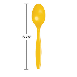 Bulk Pack of 100 School Bus Yellow Plastic Spoons