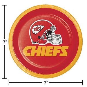 Bulk Pack of 24 Kansas City Chiefs Paper Dessert Plates