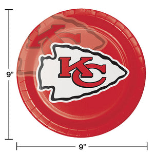 Bulk Pack of 16 Kansas City Chiefs 8.75" Paper Plates