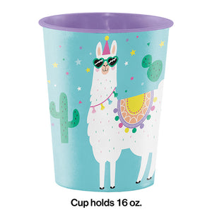 Bulk Pack of 4 Llama Party Plastic Keepsake Cup 16 Oz