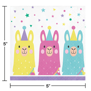 Bulk Pack of 48 Llama Party Beverage Napkins