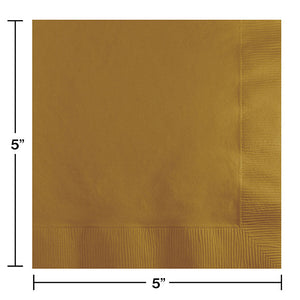 Bulk Pack of 60 Glittering Gold Beverage Napkins