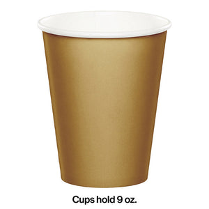 Bulk Pack of 24 Glittering Gold Hot/Cold Paper Cups 9 Oz