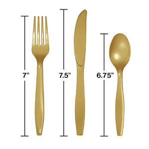 Bulk Pack of 54 Glittering Gold Assorted Plastic Cutlery