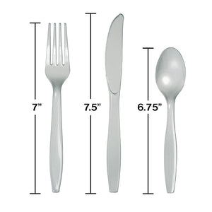 Bulk Pack of 54 Shimmering Silver Assorted Plastic Cutlery