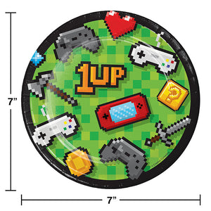 Bulk Pack of 24 Video Game Party Paper Dessert Plates