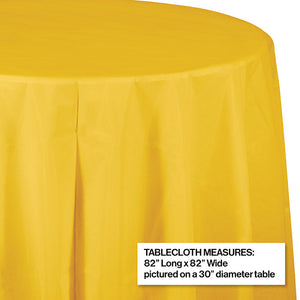 Bulk Pack of 2 School Bus Yellow Round Plastic Tablecover, 82"